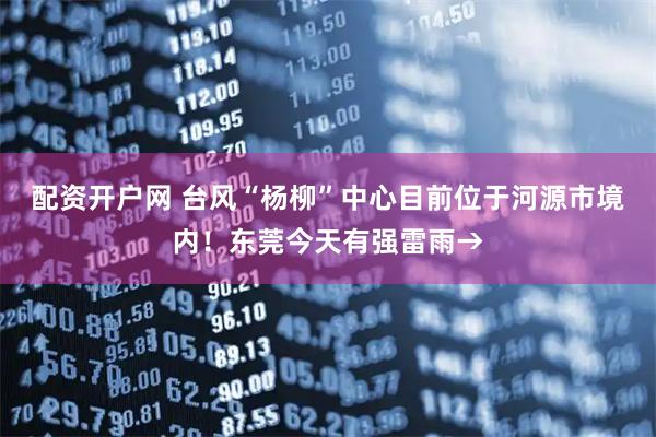 配资开户网 台风“杨柳”中心目前位于河源市境内！东莞今天有强雷雨→
